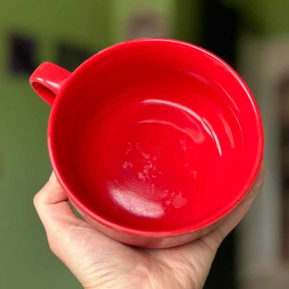 Large Crimson Red Peanuts Snoopy Kitchen Soup Collectible Mug "Be Happy" - Picture 3 of 5